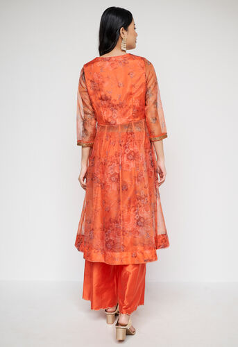 Orange Floral Flared Suit, Orange, image 13